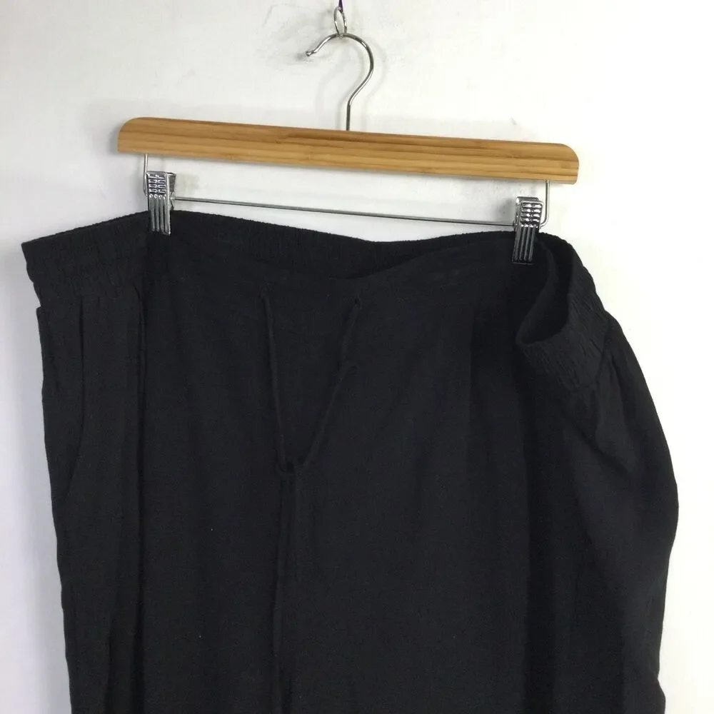 Torrid Womens Wide-Leg Pull-On Tall Pants Drawstring Waist Black Size 3X Tall - Picture 3 of 16